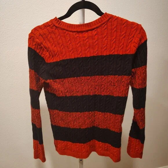 Karen Scott Women's Red & Black Striped Sweater Size Medium Cotton - Picture 7 of 10